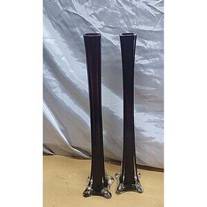 Black Amethyst  bud Vases (2)  15.75 Inches tall